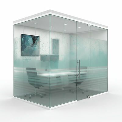 Parede divisória de vidro sem enquadramento com vidro de arte para design de escritório moderno